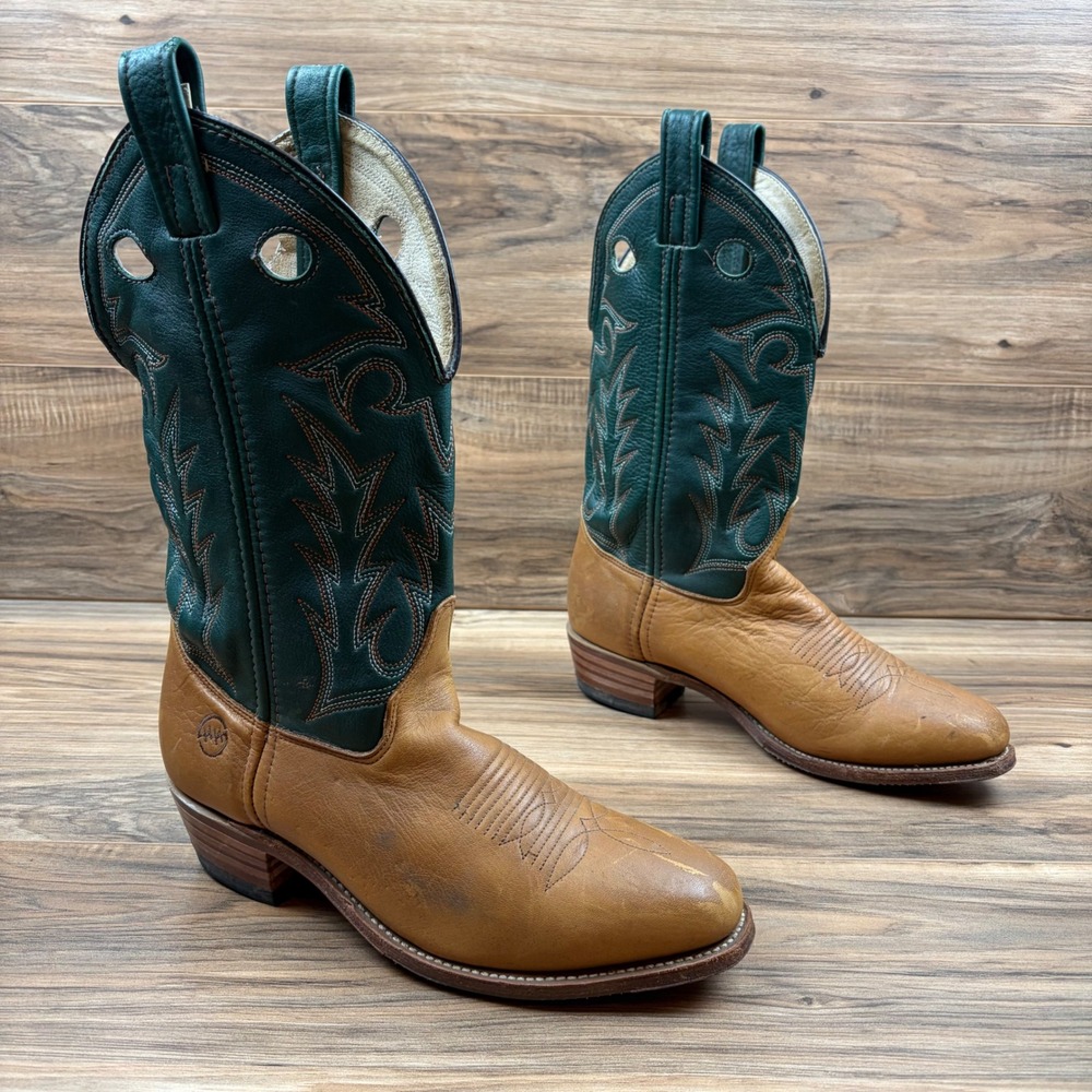 VTG Double H Mens 9D AG7 USA 12" Western Farm Ranch Work Boots 1100 70s 80s